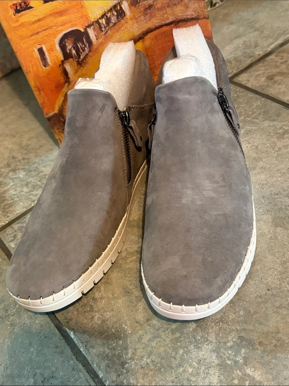 Bella Vita Camberly Grey Suede Ankle Bootie